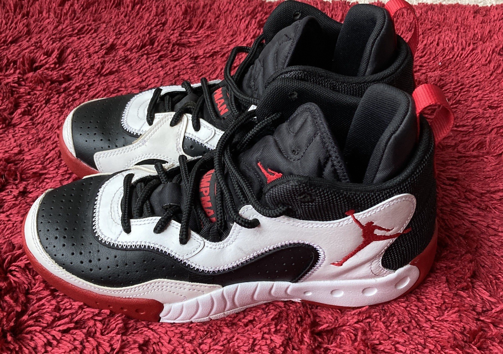 Kids Black White and Red Basketball Sneakers – Jordan Inspired Basketball Shoes