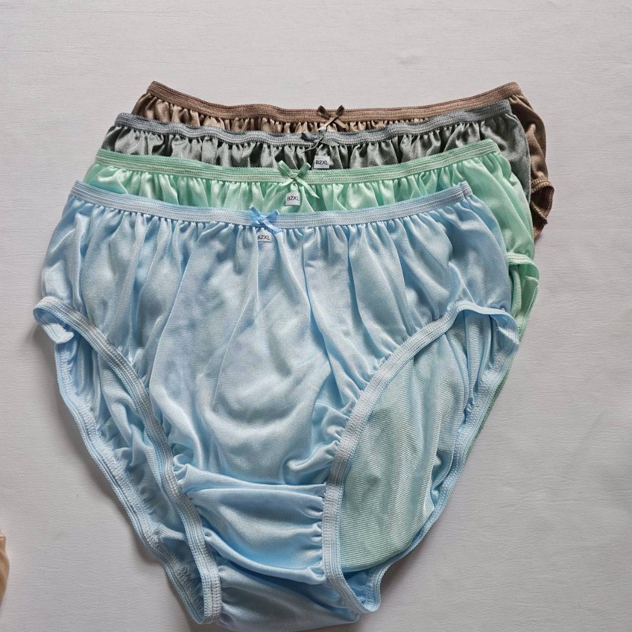 12 Plus Underwear Mid-Waist Panties Women Mens Briefs Nylon Silky Soft /2XL/Mix