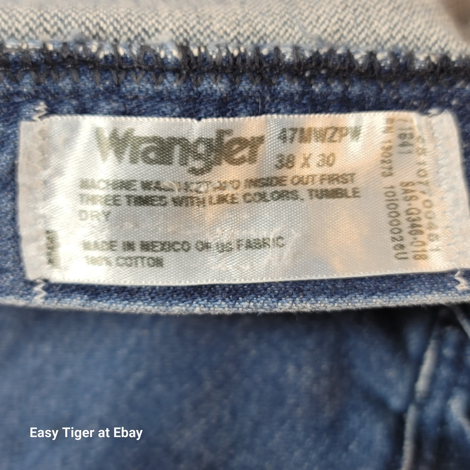 VTG Wrangler Mens 47MWZ Regular Fit Cowboy Cut Jeans 47MWZPW 38×30 Crease Starch