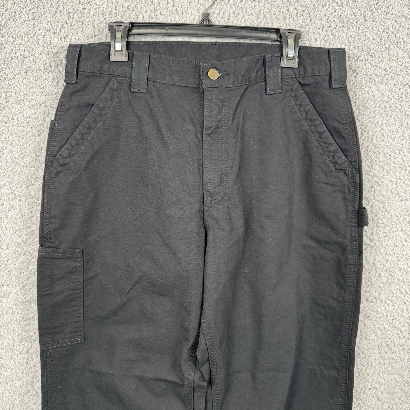 Carhartt Mens Black Utility Work Pants Loose Fit Canvas 35×34 BN0151-M NEW