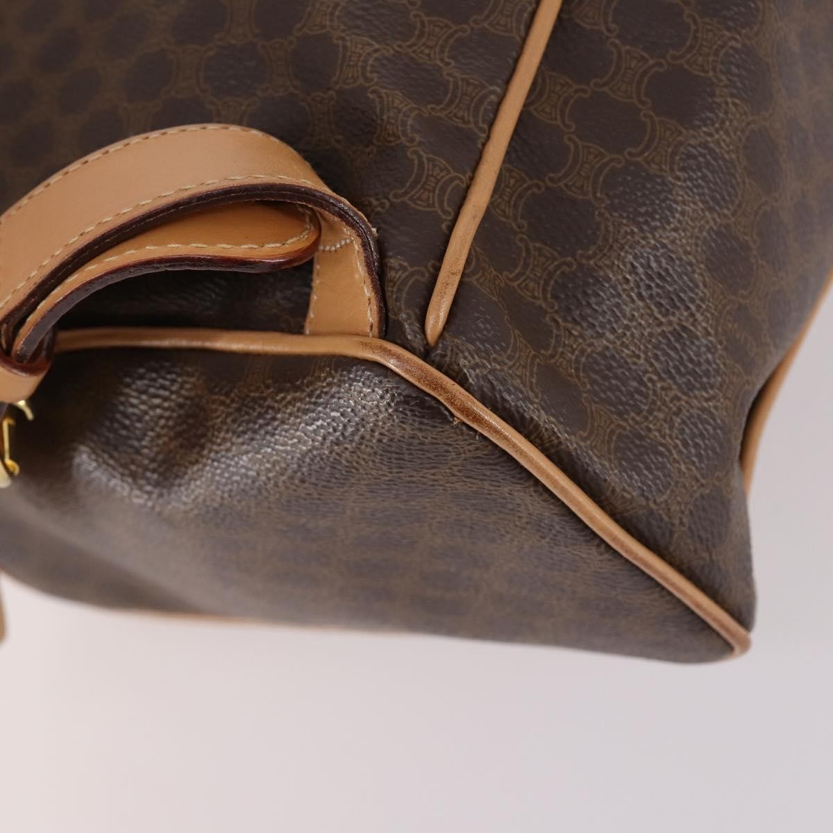 CELINE Macadam Canvas Backpack PVC Leather Brown Gold Auth ep10632