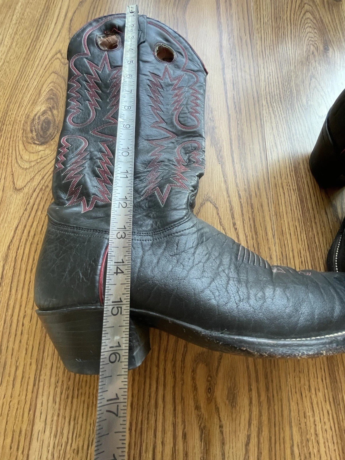 Vintage J. Chisholm Cowboy Boots 10D Black Leather