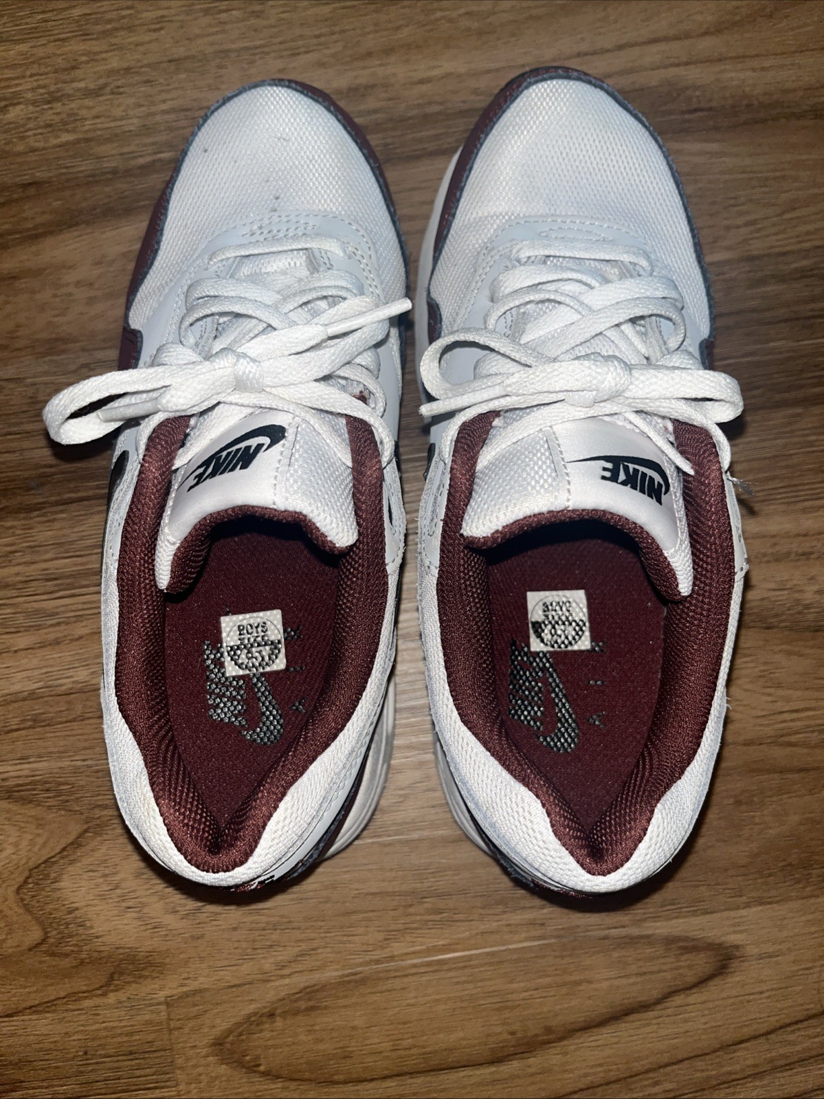 Nike Shoes Boys 4.5Y White Red Air Max Dark Team Lace Up Sneakers Kids Youth