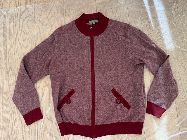Canali Men 100shmere Burgundy Cardigan Sweater Size IT 52 Large Made in Italy