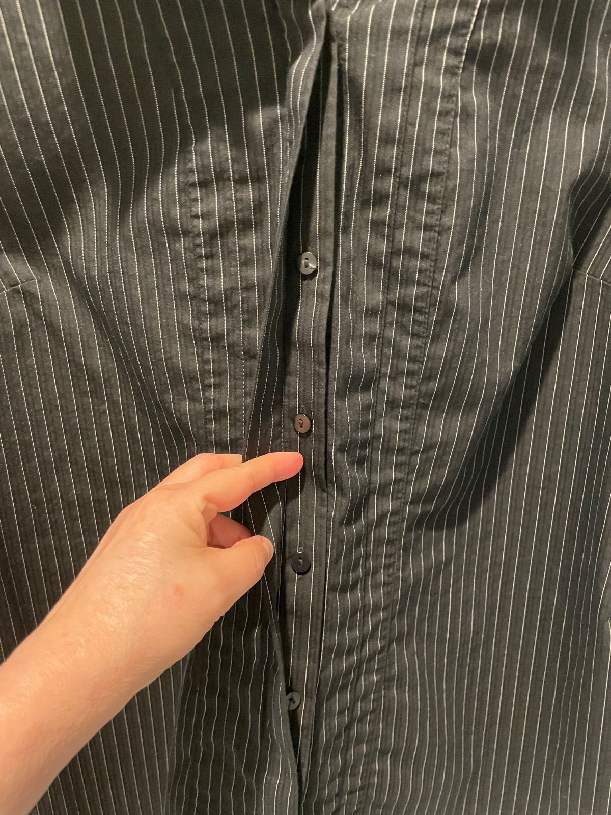 Worthington Petite Large PL Black and White Striped Blouse Top Shirt Career Work