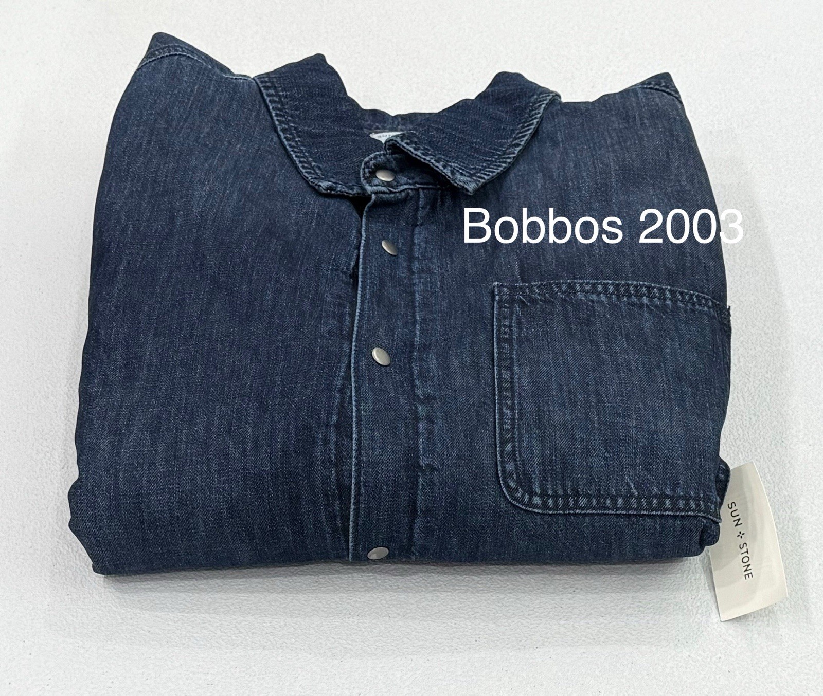 Sun + Stone Men’s Snap Side Pockets Shirt Jacket, Valley (Blue Denim), Size L