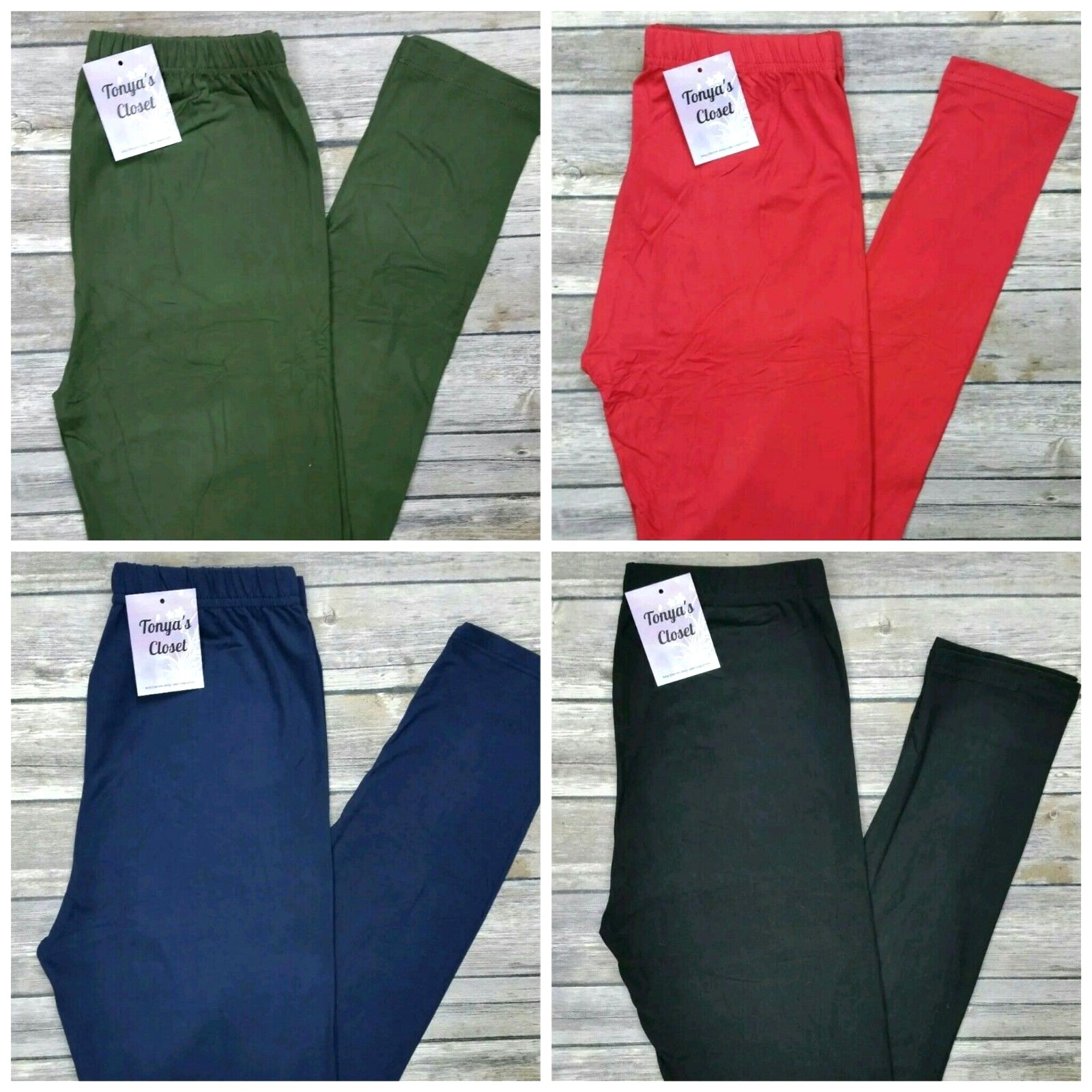 EXTRA PLUS Buttery Soft Solid Leggings Black Navy Red Olive 10 Colors 16-24 TC2