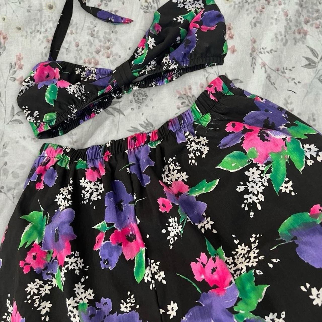 Deadstock Vintage 80s Bikini Set Shorts Union Made in USA Palisades Beach Club