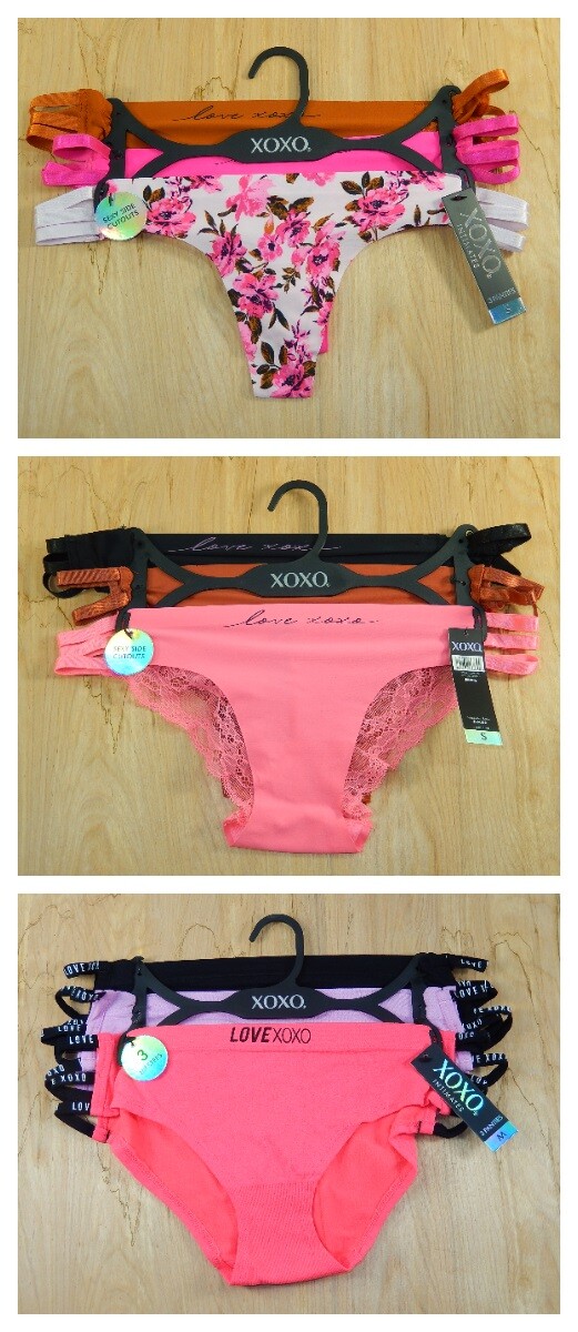 3 Pair XOXO Women SIDE CUTOUTS HIPSTPER THONGS BIKINIS Panties Nylon Blend S-XL