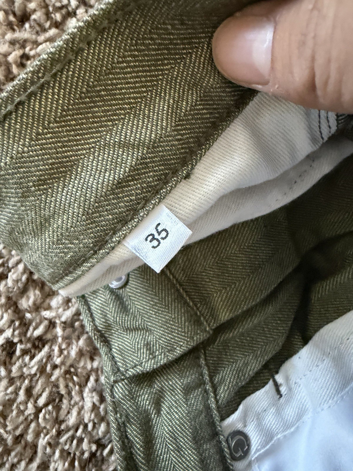 Gustin #198 AMERICAN BEDFORD CORD 5 POCKET GREEN MENS 35 Slim Fit PANTS