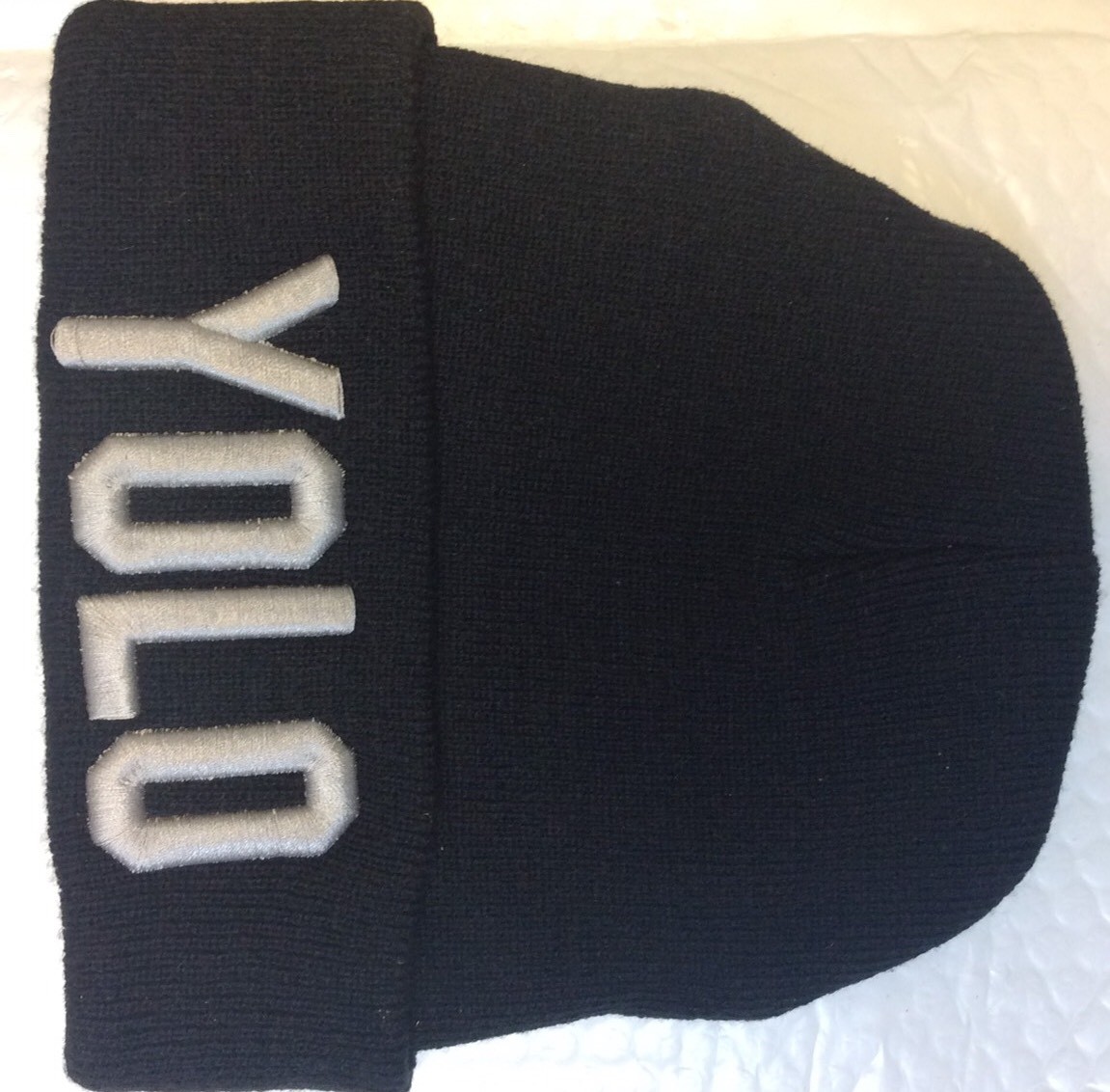 New BIack /Gray Letter SoftWinter Stretch Stocking Knit Cuff Cap For Men & Women