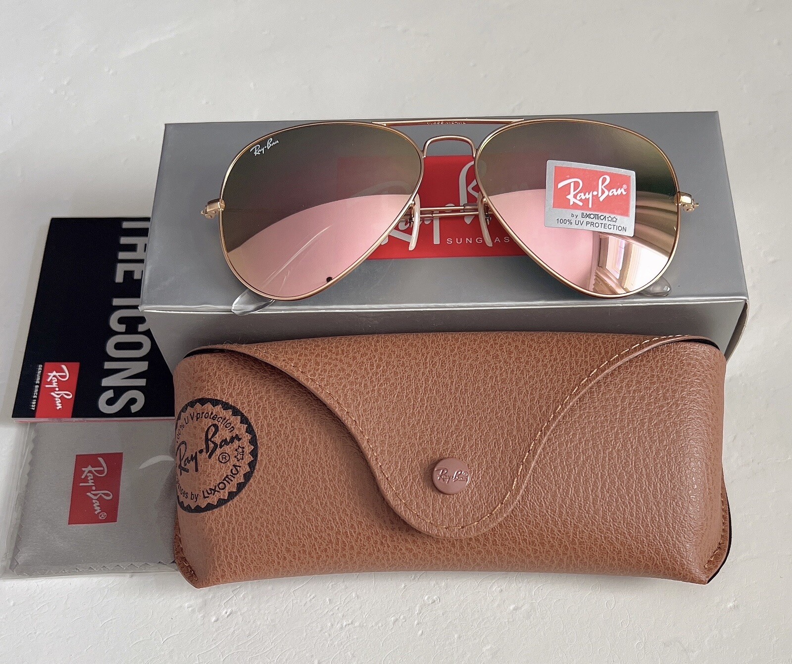 RayBan RB3025 Ray Ban Women Sunglasses Aviator Flash Pink Lens 58mm 🇺🇸