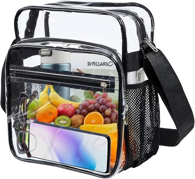 Clear PVC Tote Bag Crossbody Handbag For Soccer NFL Stadium Safe Transparent Bag