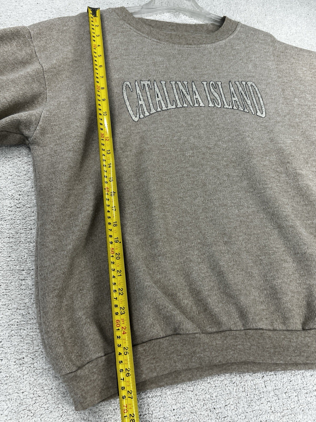 Sun Triangle Sweatshirt Mens L Catalina Island Ribbed Tan Beige Made in USA VTG