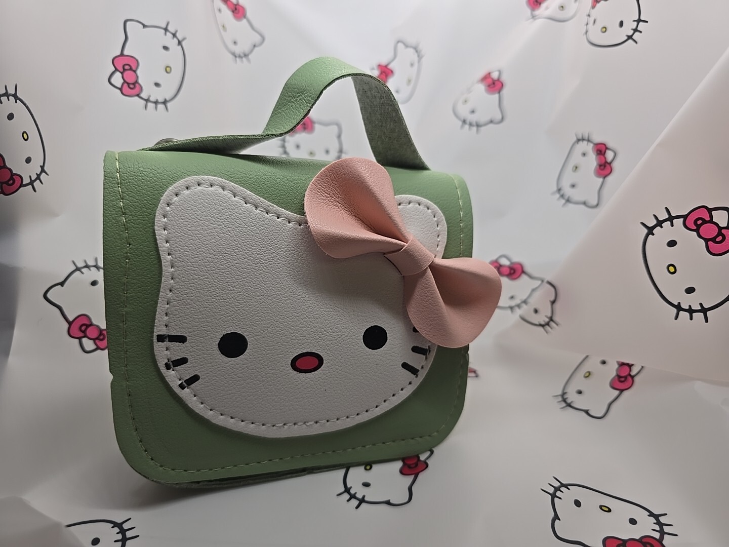 Mini Leather Green Hello Kitty Purse
