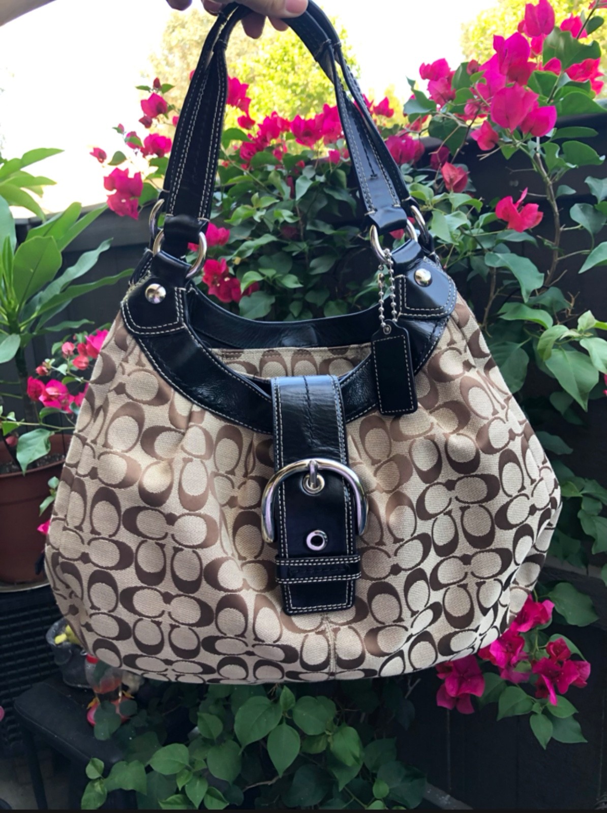 Coach Soho Lynn Large Hobo Shoulder Y2K Bag Brown Canvas F15083
