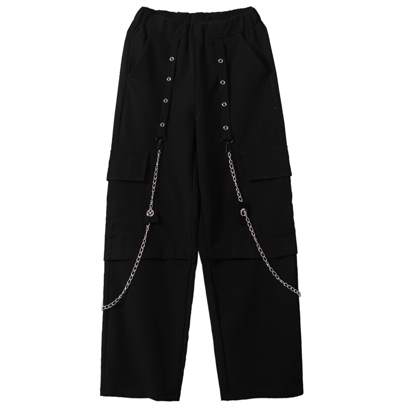 Casual Men’s Punk Harem Pants Hip Hop Rave Gothic Visual Rock Chain Trousers