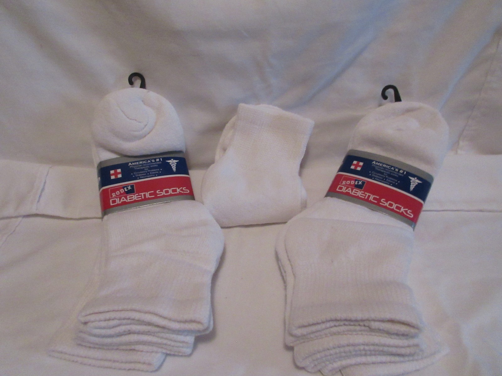 Lot of 7 Pair NWT Rodex White Diabetic Socks – 10-13 For Shoe Size 7-13
