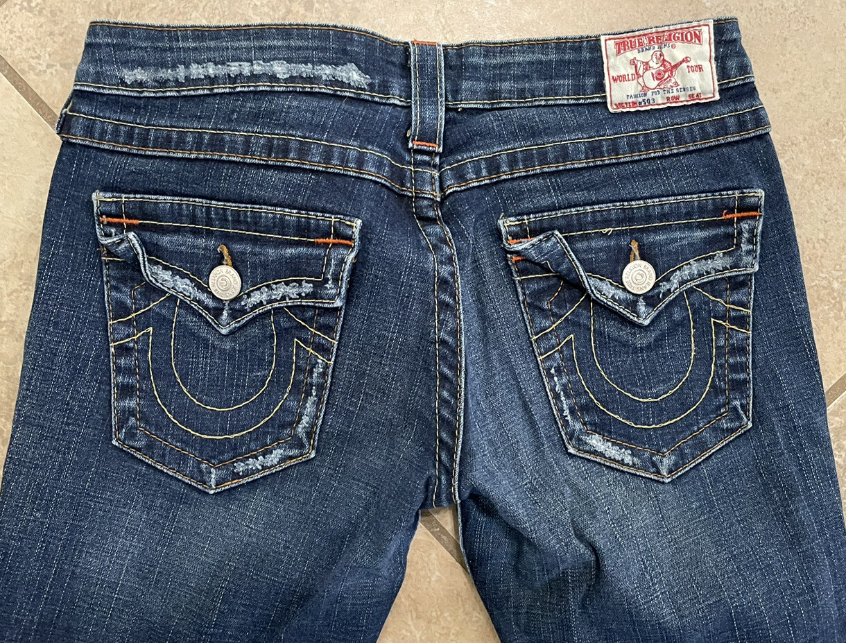 True Religion Jeans Bridget Stone & Tint Low Rise Made In USA 29 Twisted Flare