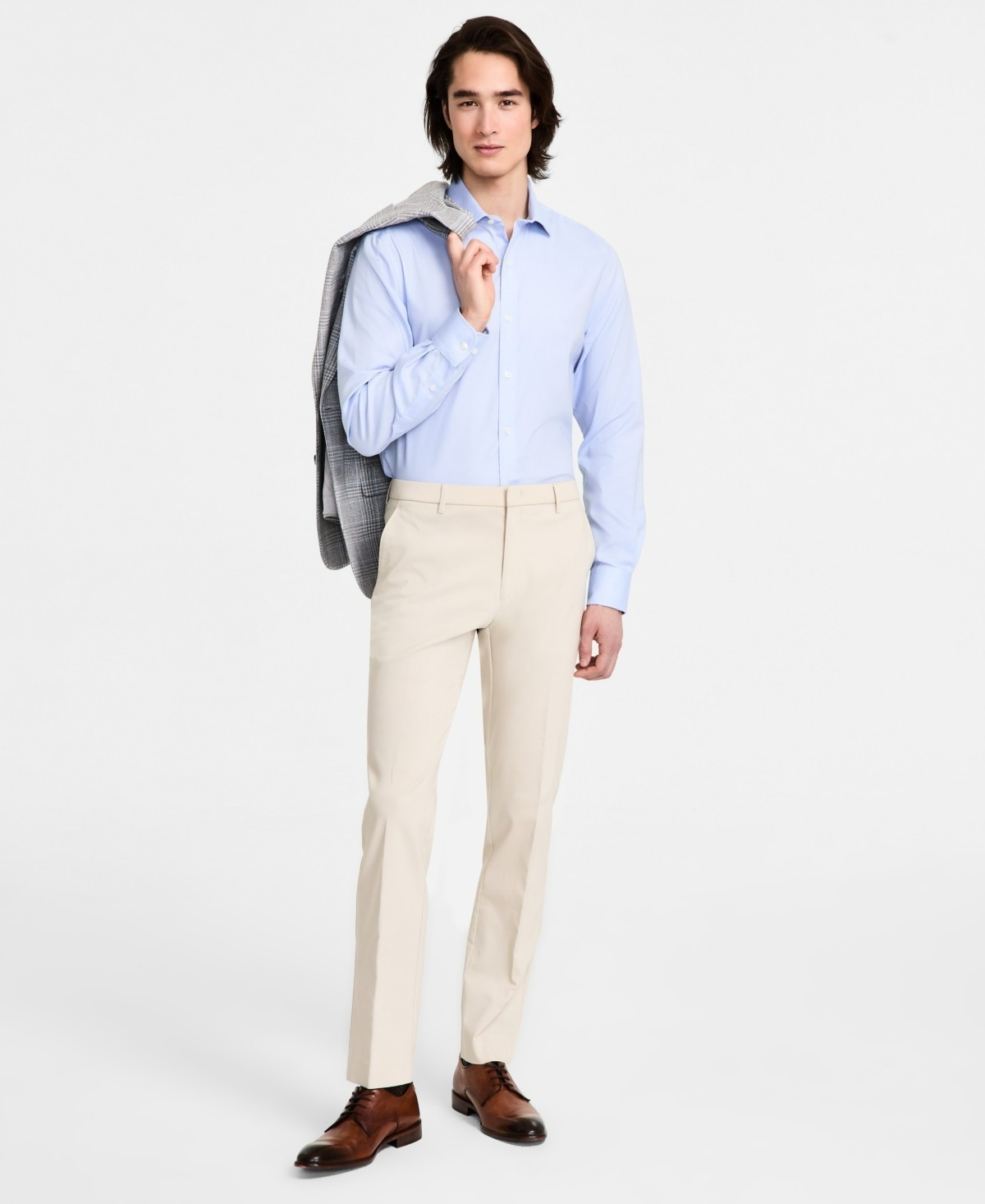Tommy Hilfiger Modern-Fit Solid Dress Pants Men’s 46Wx34L Butter Zip Hook & Bar