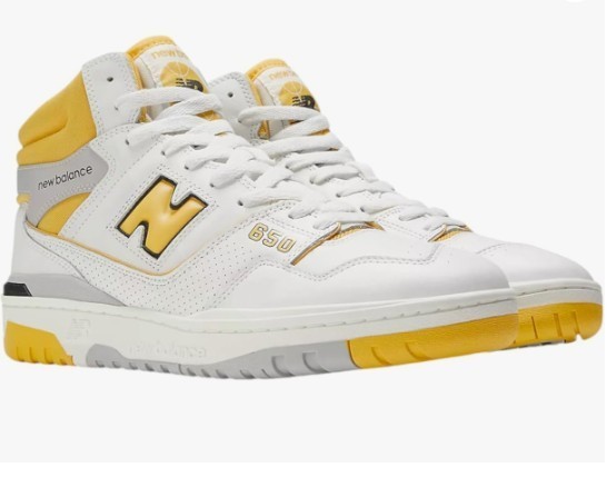 NEW BALANCE 650R MENS SIZE 13 D WHITE YELLOW HIGH TOP COURT SNEAKER BB650RCG