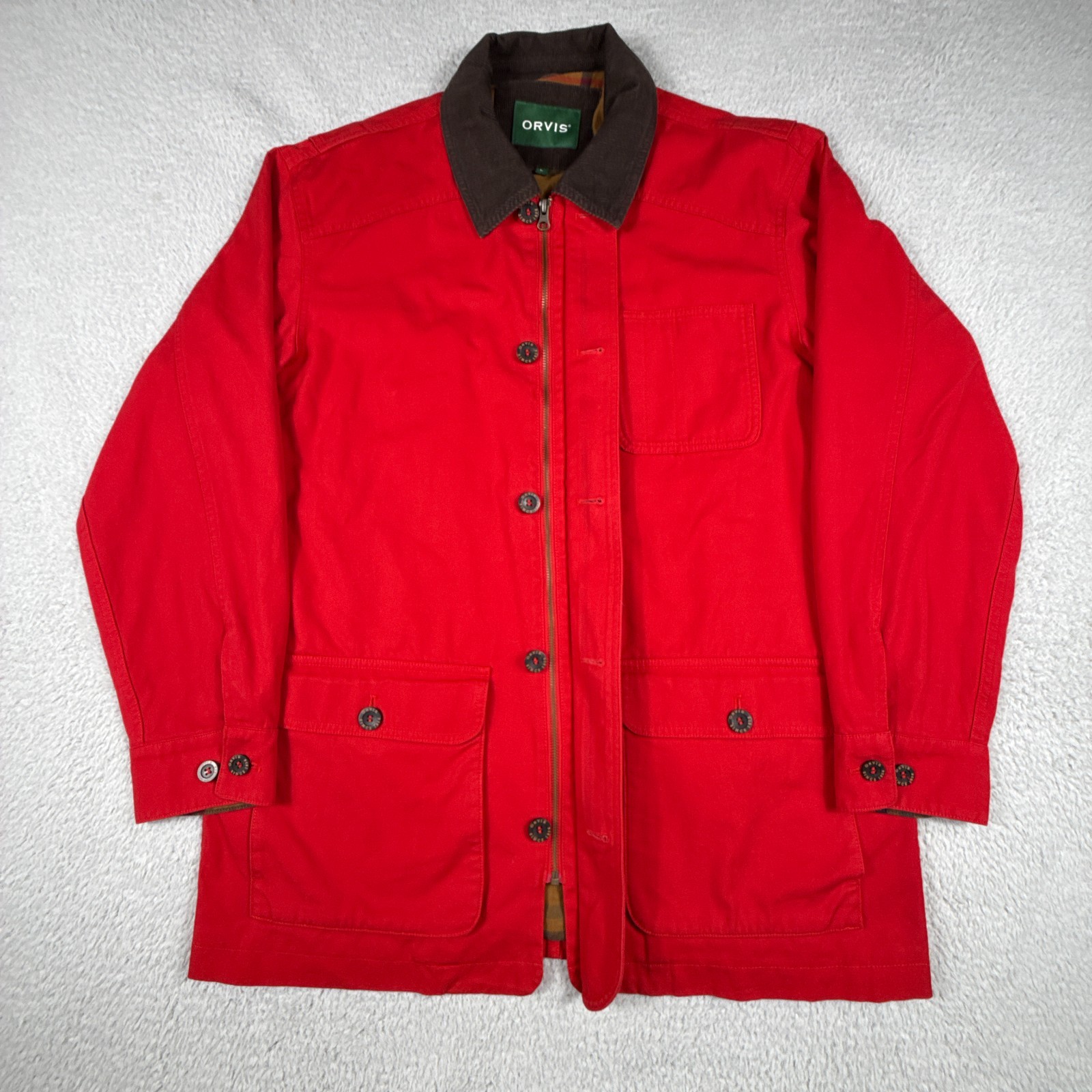 Orives Jacket Mens Large Field Work Chore Utility Flannel Lined Corduroy Collar