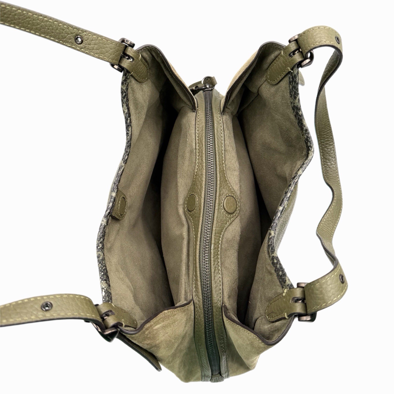Coach Lori Army Green Pebbled Leather / Suede Shoulder Bag