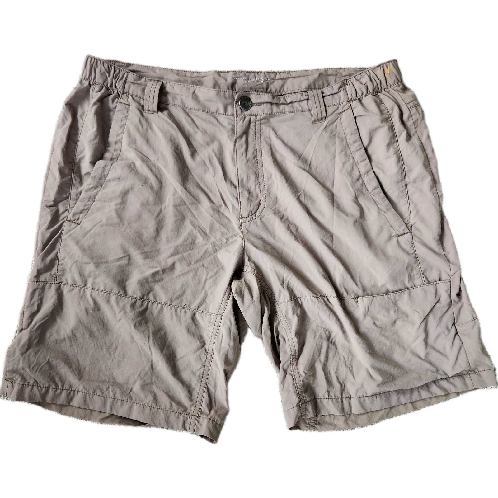 Columbia PFG Omni-Shade mens Beige Solid Cargo Shorts Size 38 Regular