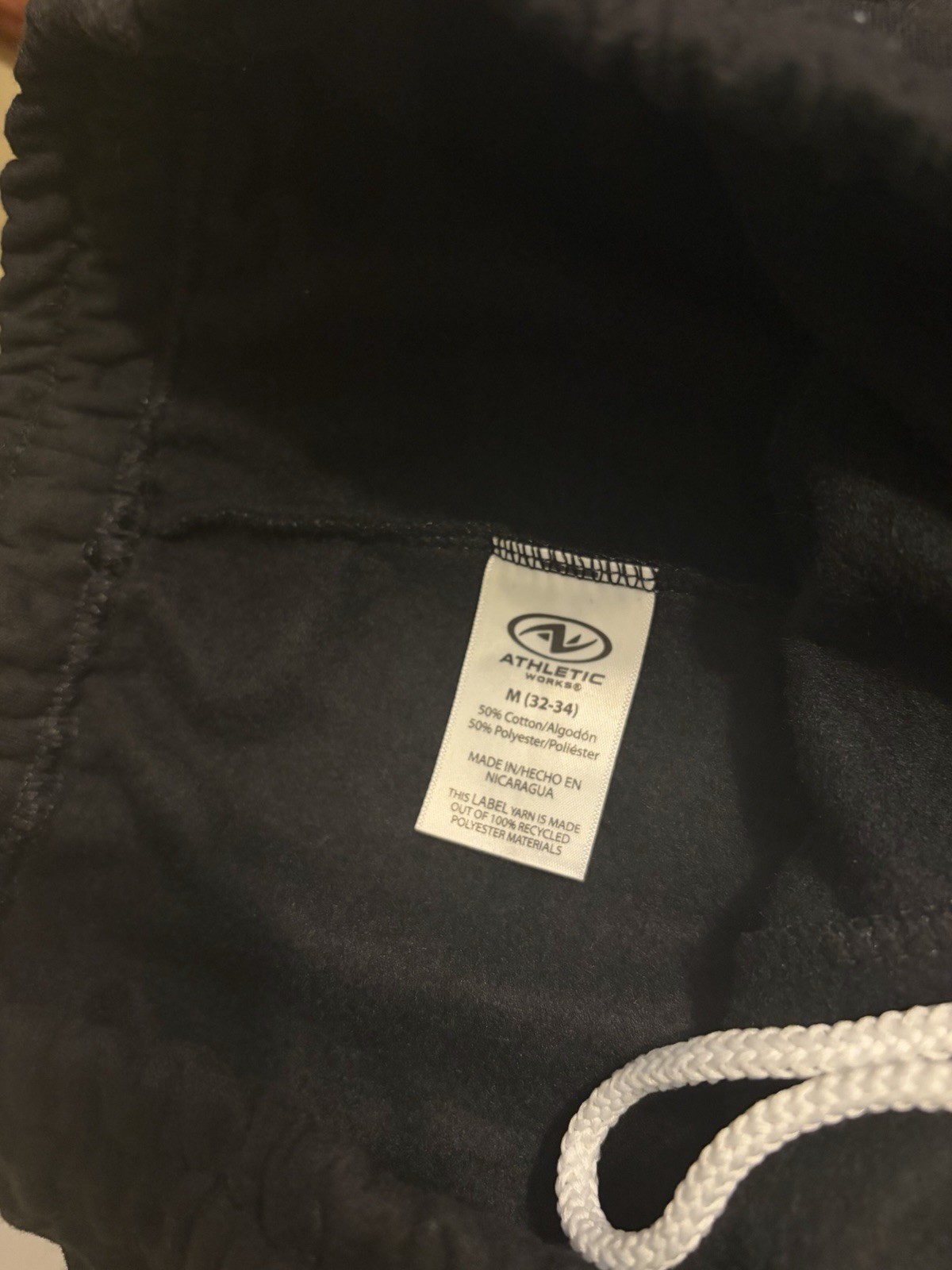 Athletic Works Men’s Sweatpants M 32-34 Black Fleece Cotton/Poly Drawstring