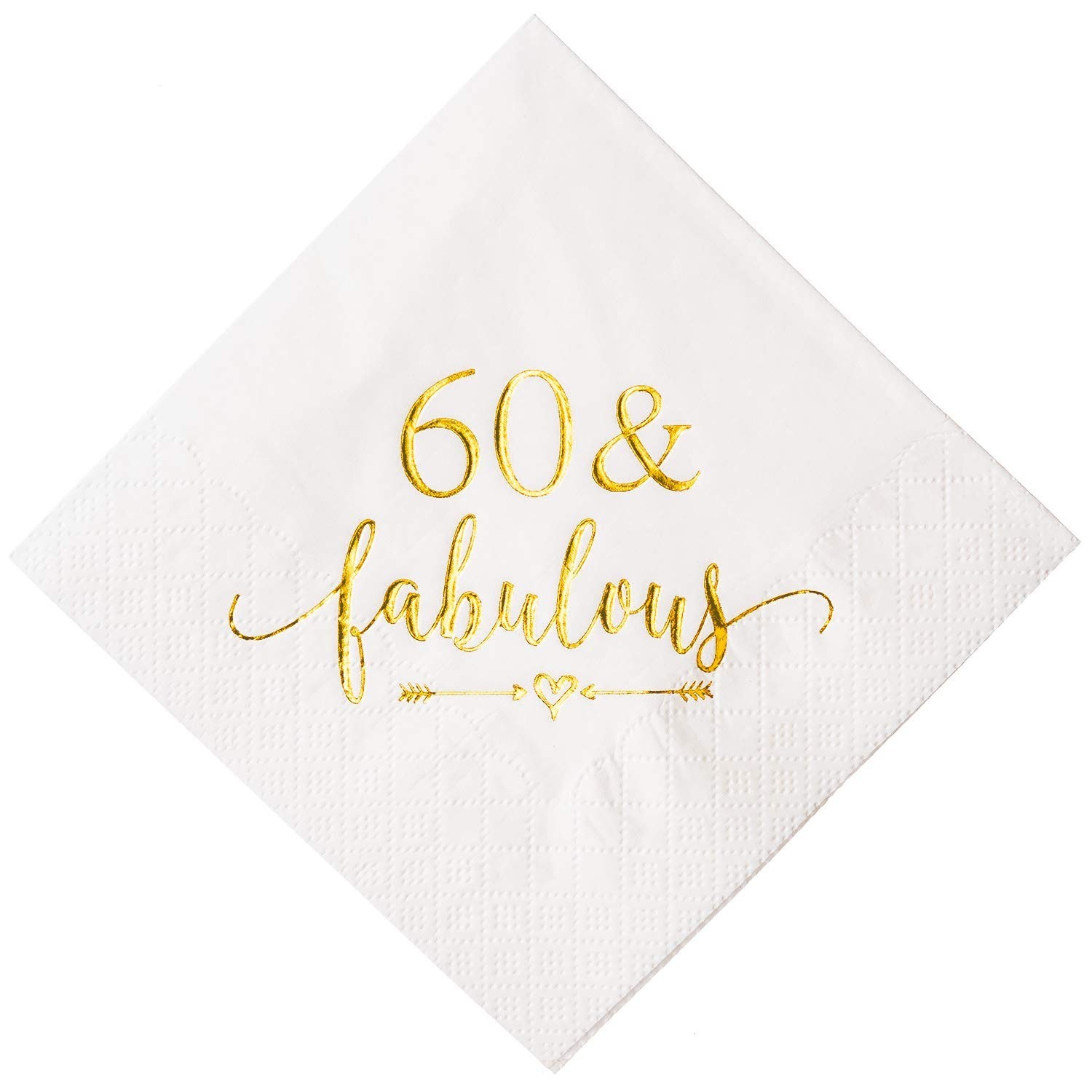3-Ply 60 and Fabulous Cocktail Napkins Gold for Women 60th Birthday Decoratio…