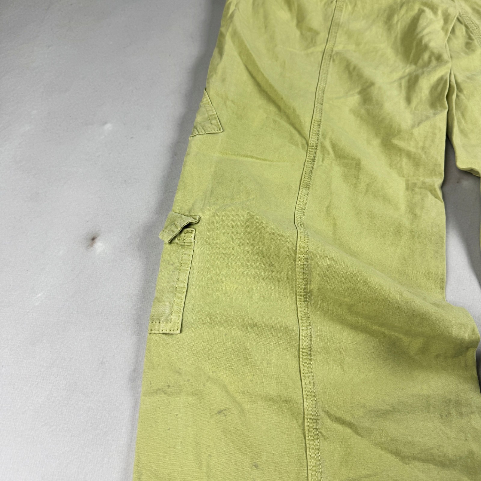 Womens Y2K Lime Green Cargo Pants Wide Leg Utility Multi Pocket Streetwear Baggy