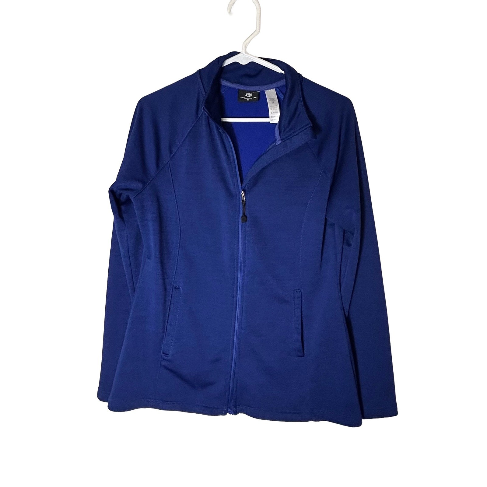 Active Blue Athletic Track Jacket Full Zip Mock Neck Women’s Size Medium