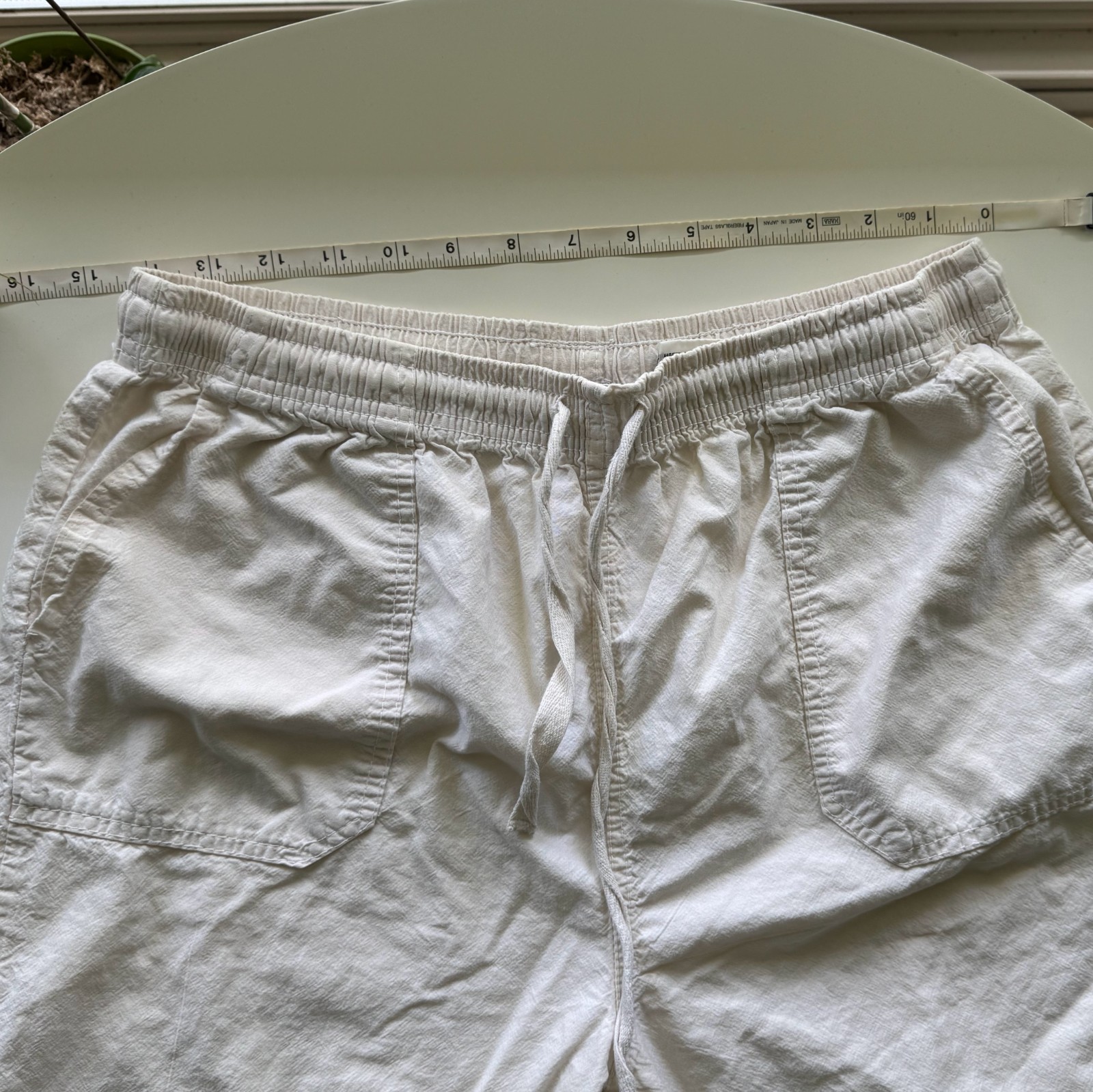 Vintage 90s Regton USA Cream Cotton Capri Pants Size M Utility Cargo Sailcloth