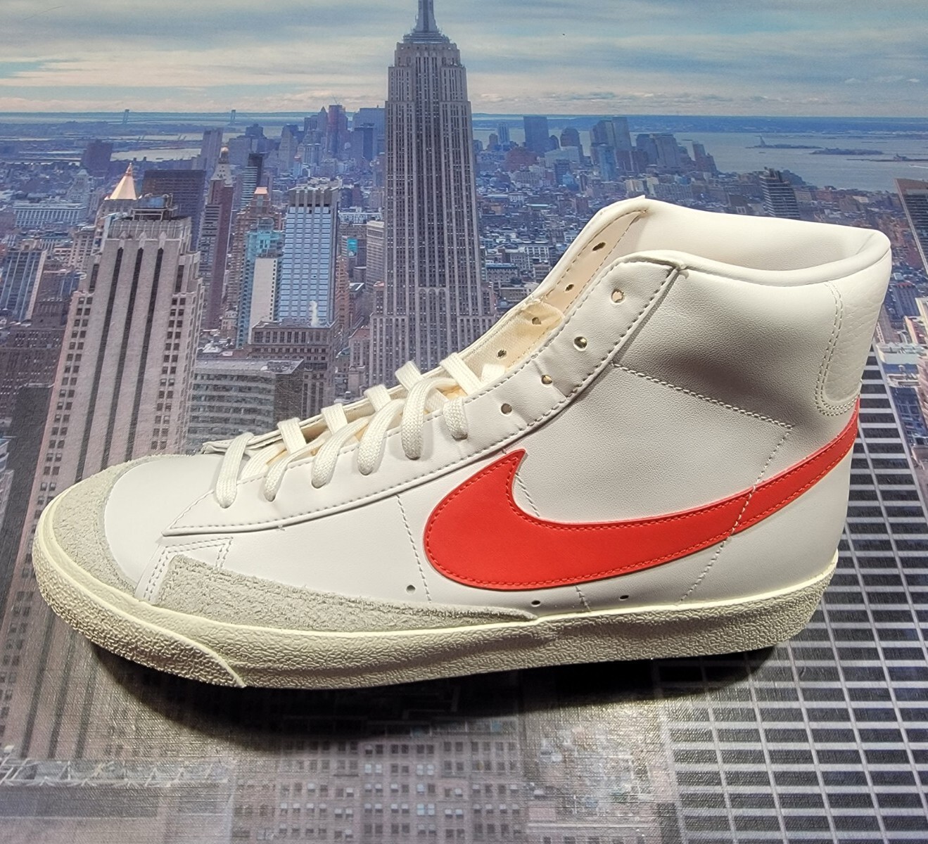 Nike Blazer Mid ’77 Vintage White/Habanero Red-Blue Mens Size 14 BQ6806 117 New