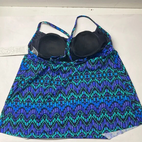 New! Slimming V-Front Blue Tankini Swim Suit Top – Dreamsuit by Miracle Brands