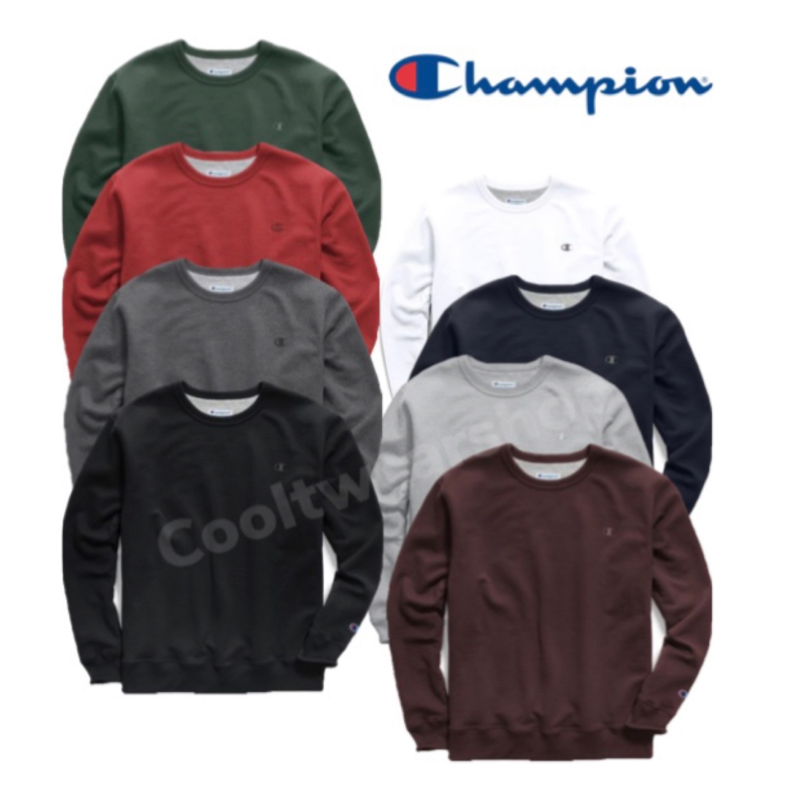 Champion Powerblend Men’s Fleece Crew Long Sleeves Sweatshirt S0888 407D55