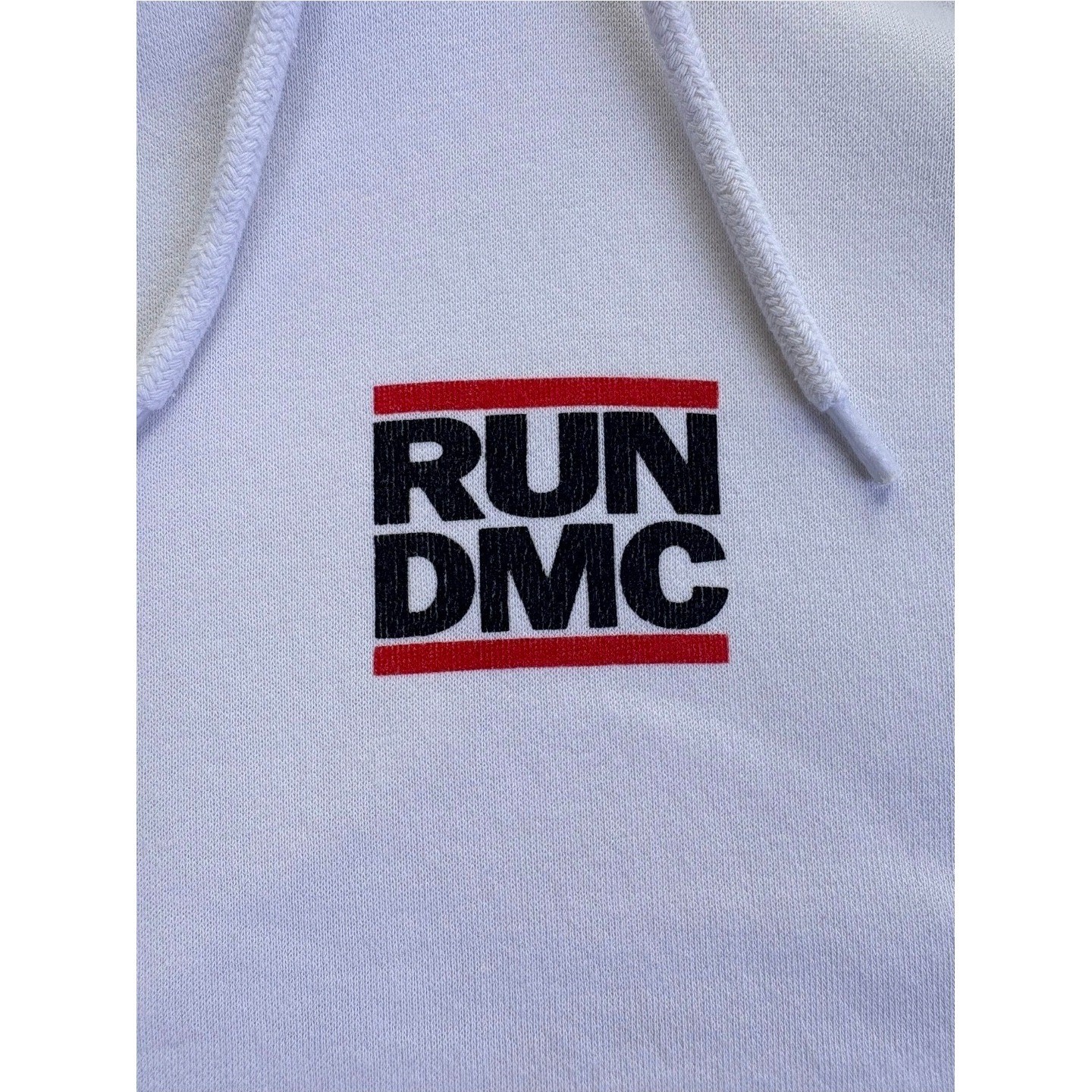 H&M Run DMC 1986 All-Rap Spectacular Graphic Hoodie White Mens S Reprint Hip Hop