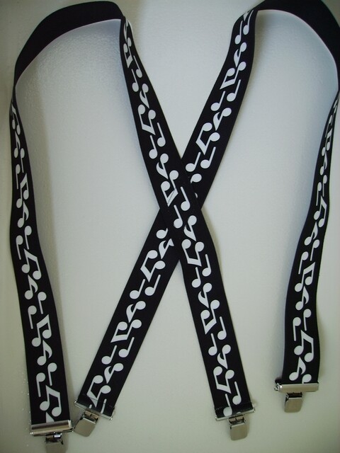 Men’s X Style Suspenders, Music Design, Choice of Attachment, USA Made