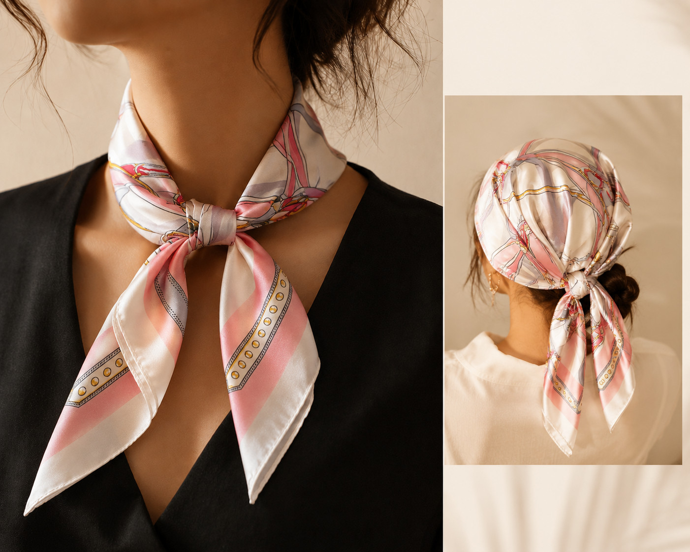 5-Pack Silk Like Satin Square Scarf 70x70cm, Floral Head Neck Hair Scarf