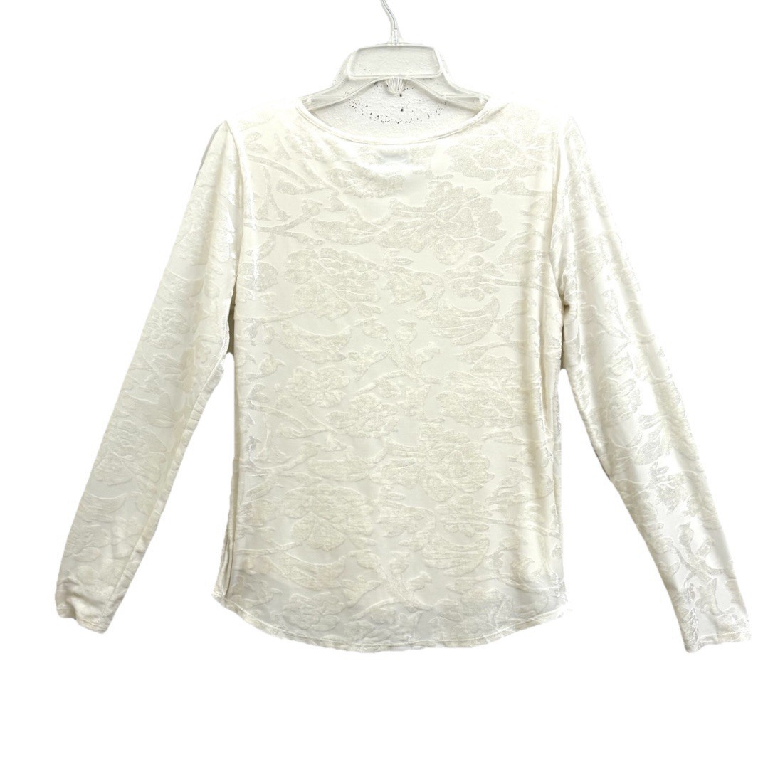 SUNDANCE VELVET BURN OUT TOP M DELICATE SENSES IVORY FLORAL ROMANTIC COQUETTE