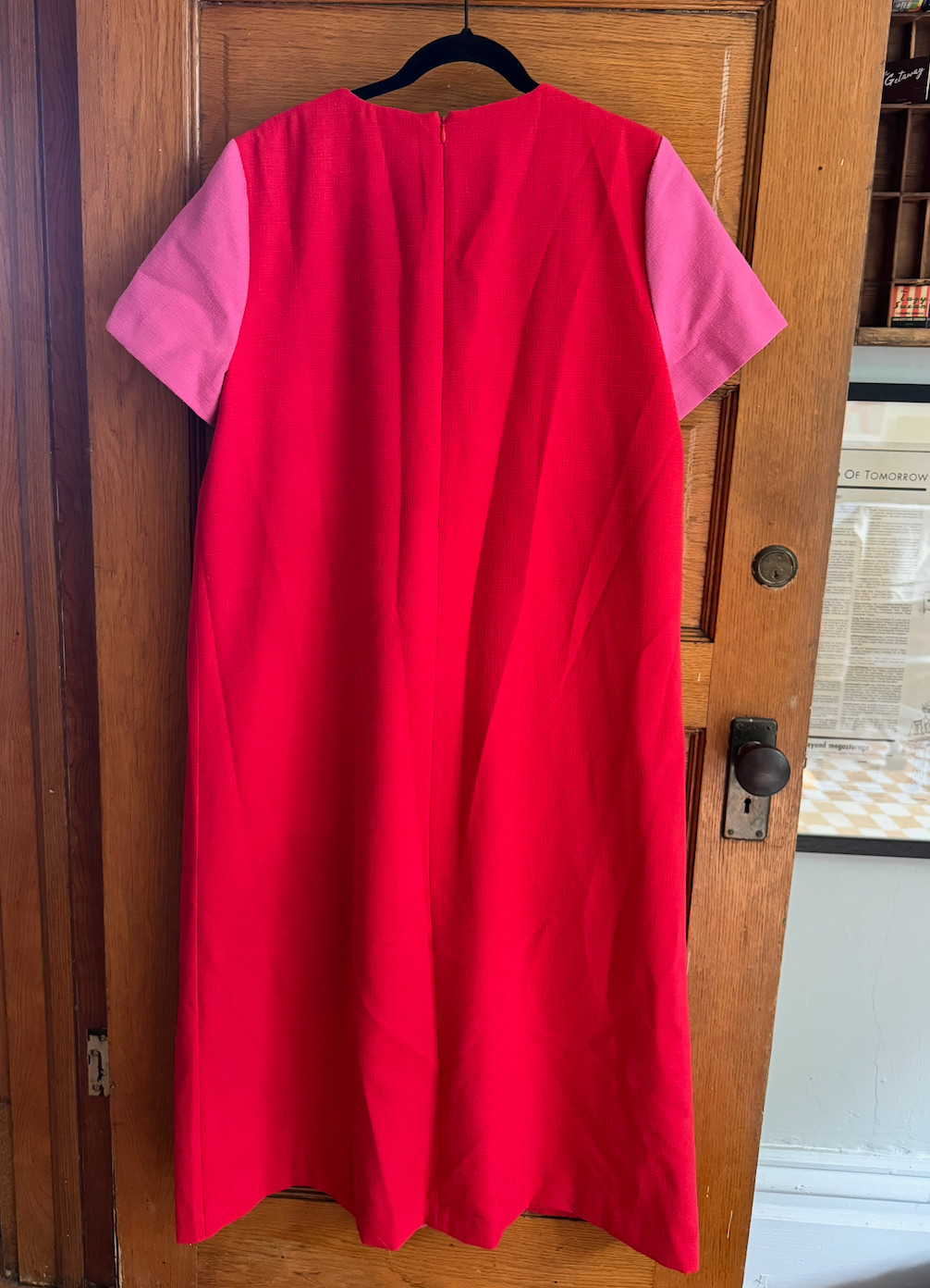 Tuckernuck Womens XL Pink Red Colorblock Midi Dress Shift Dress Lined