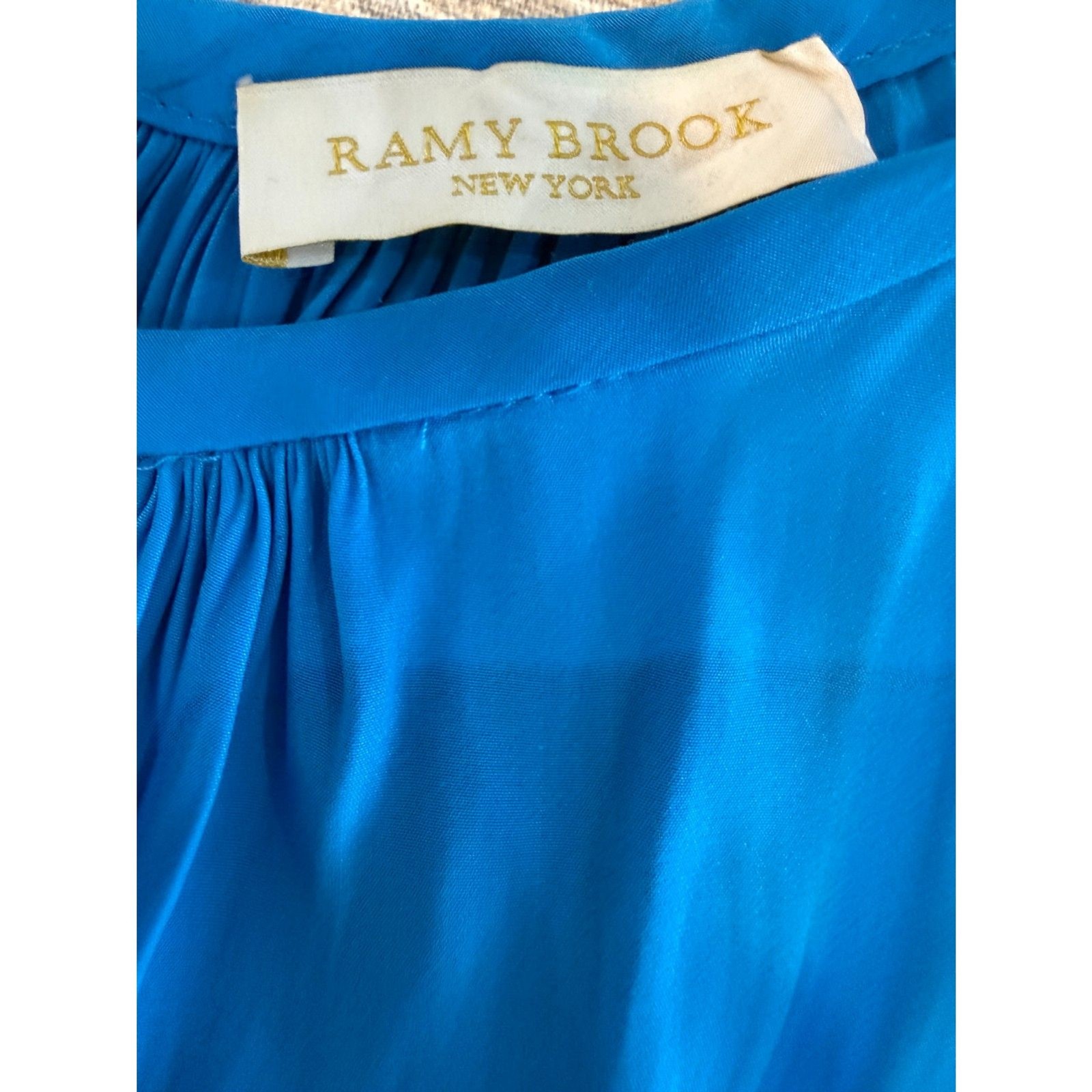 Ramy Brook Paris Smocked Blouson Sleeveless Mini Dress Blue Medium