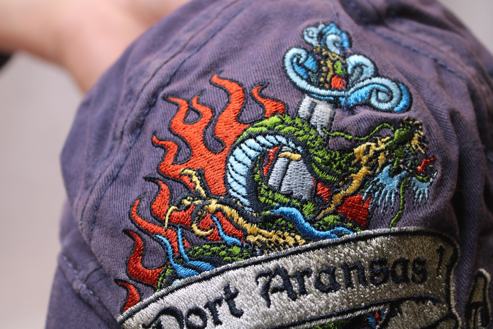 Port Aransas embroidered strapback baseball cap Dragon Colorfull