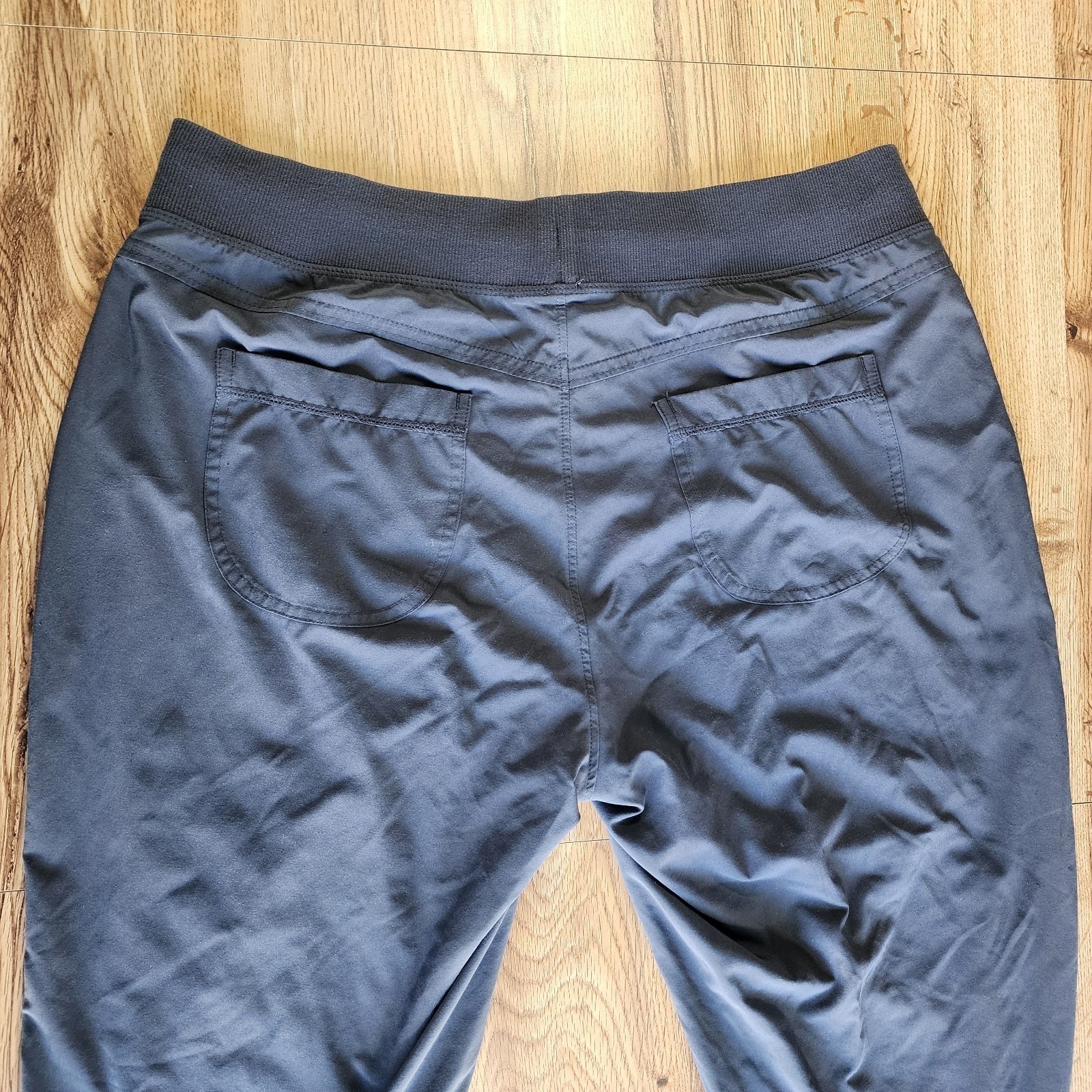 Athletic Drawstring Jogger Pants Navy Gray Ribbed Cuff Lounge Sweatpants Mens L