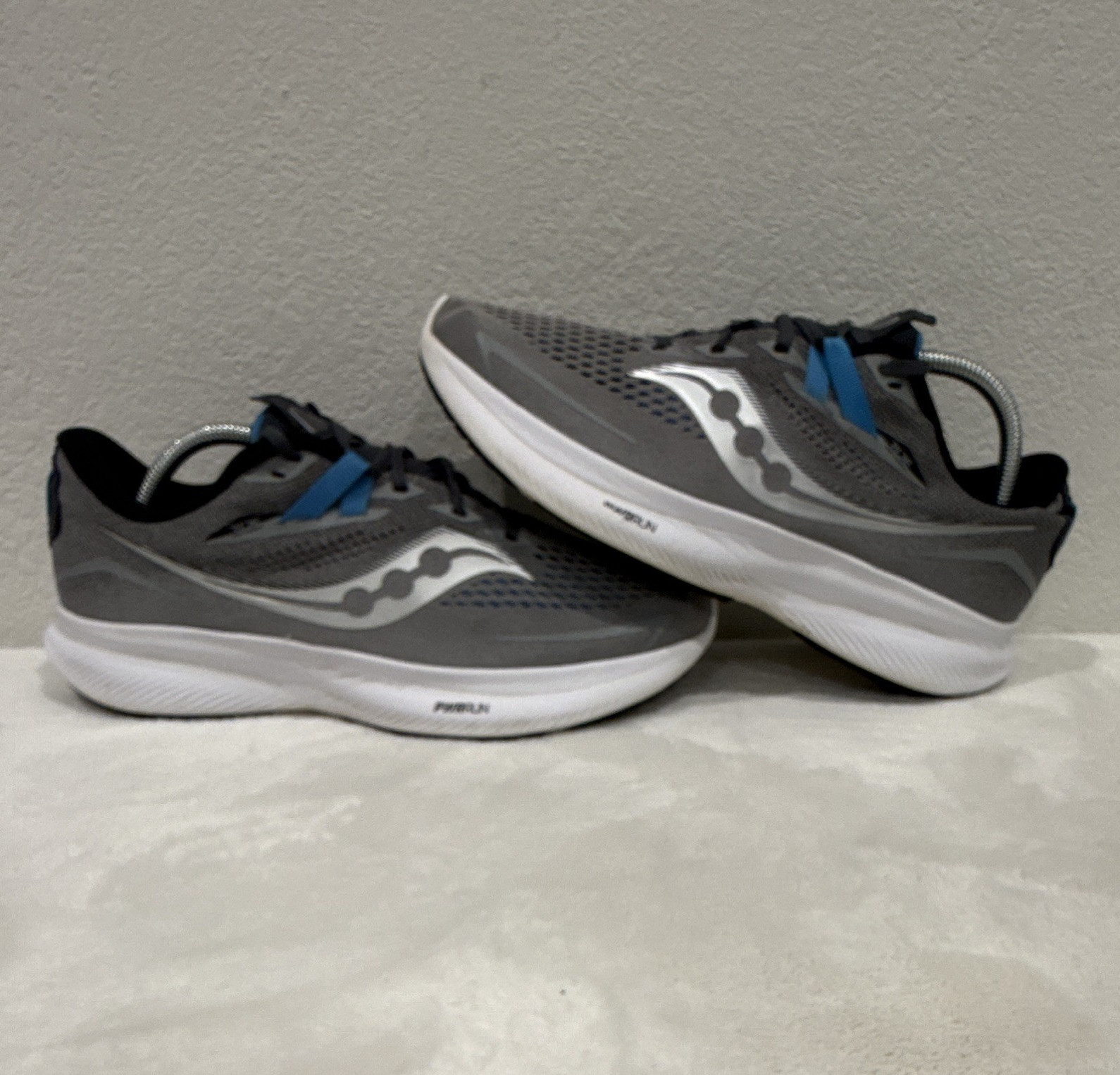 Saucony Ride 15 Wide Alloy/Topaz Men’s Sz 9.5 Lace-Up Low Top Mesh Running