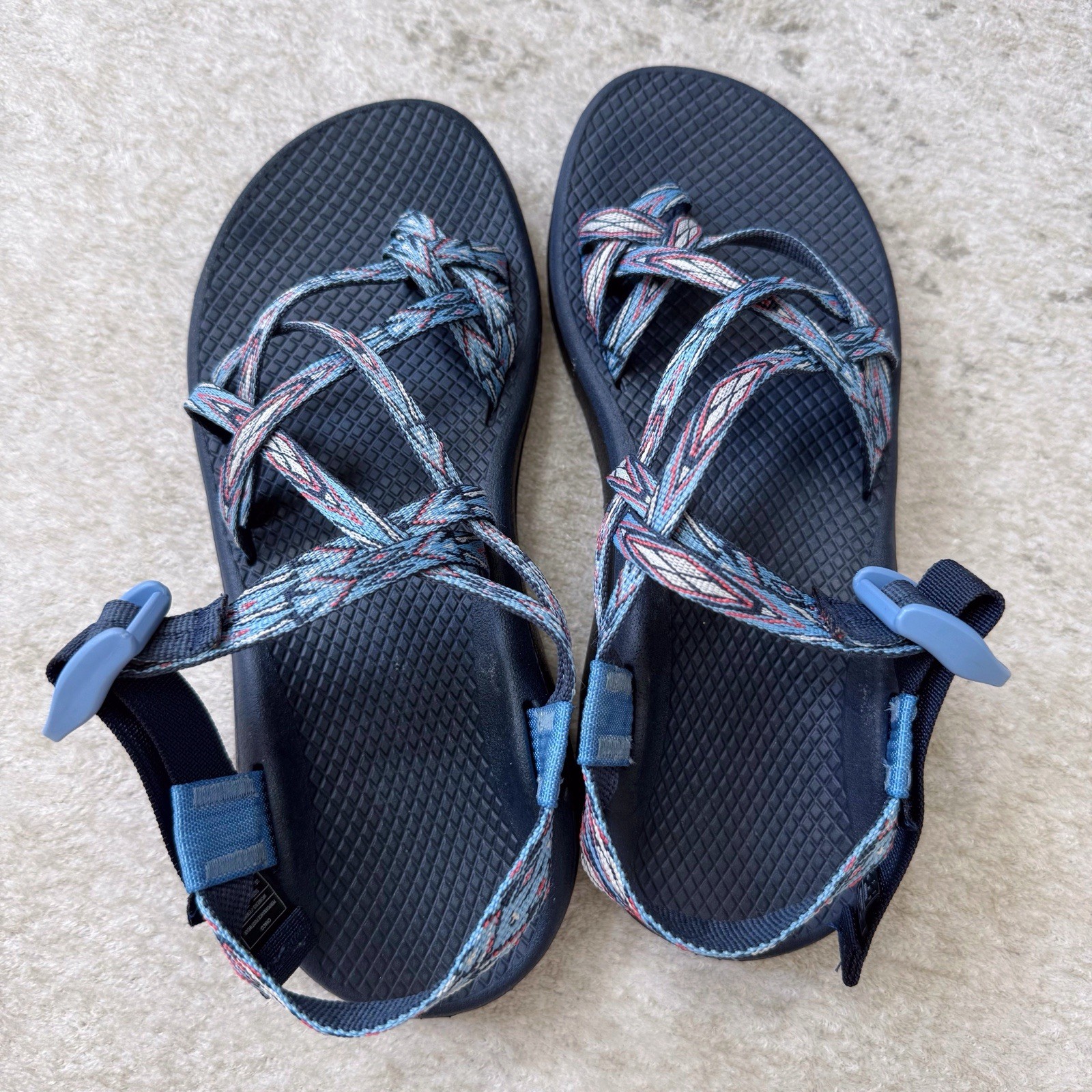 Chaco Z Cloud X2 Womens 8 Strappy Sandals Blue Pattern Toe Loop