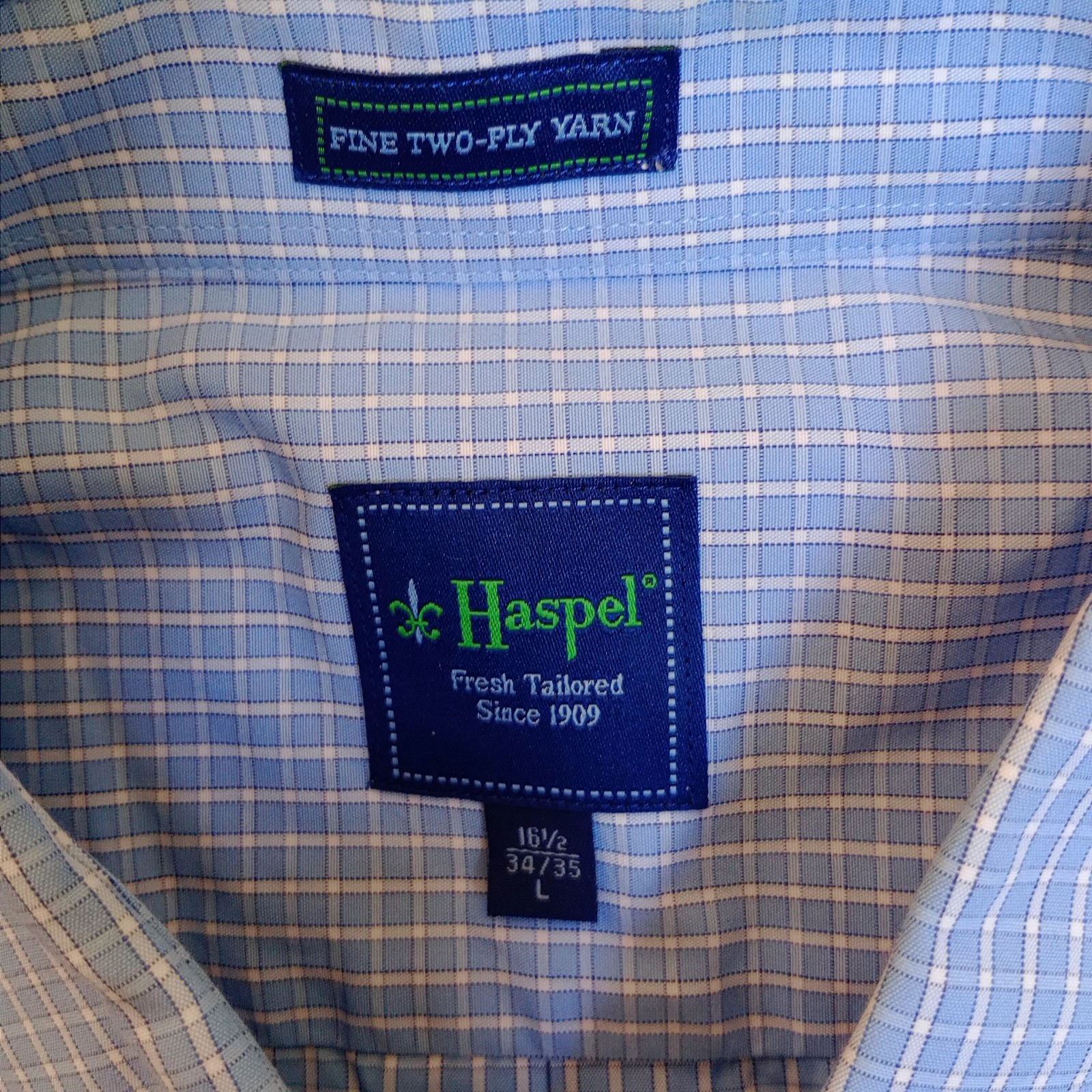 HASPEL LARGE LONG SLEEVE BUTTON COLLAR BLUE