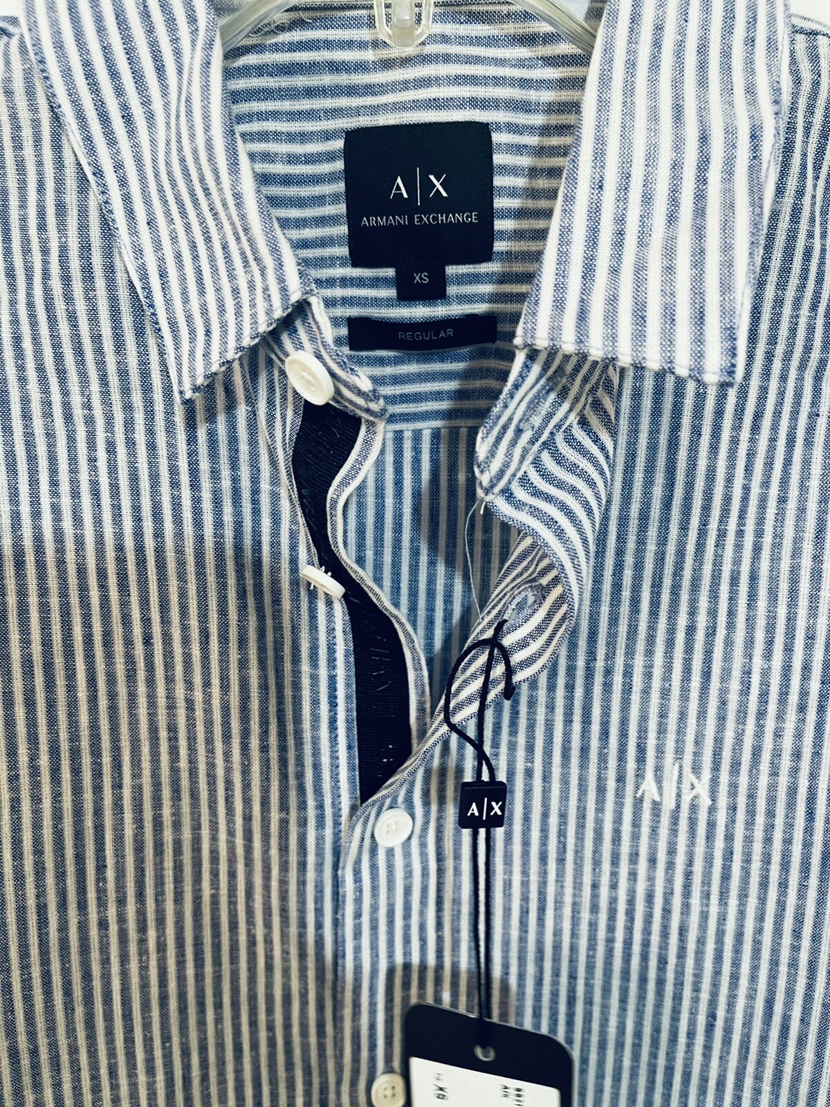 New Armani Exchange Men’s Stretch Cotton Striped Shirt