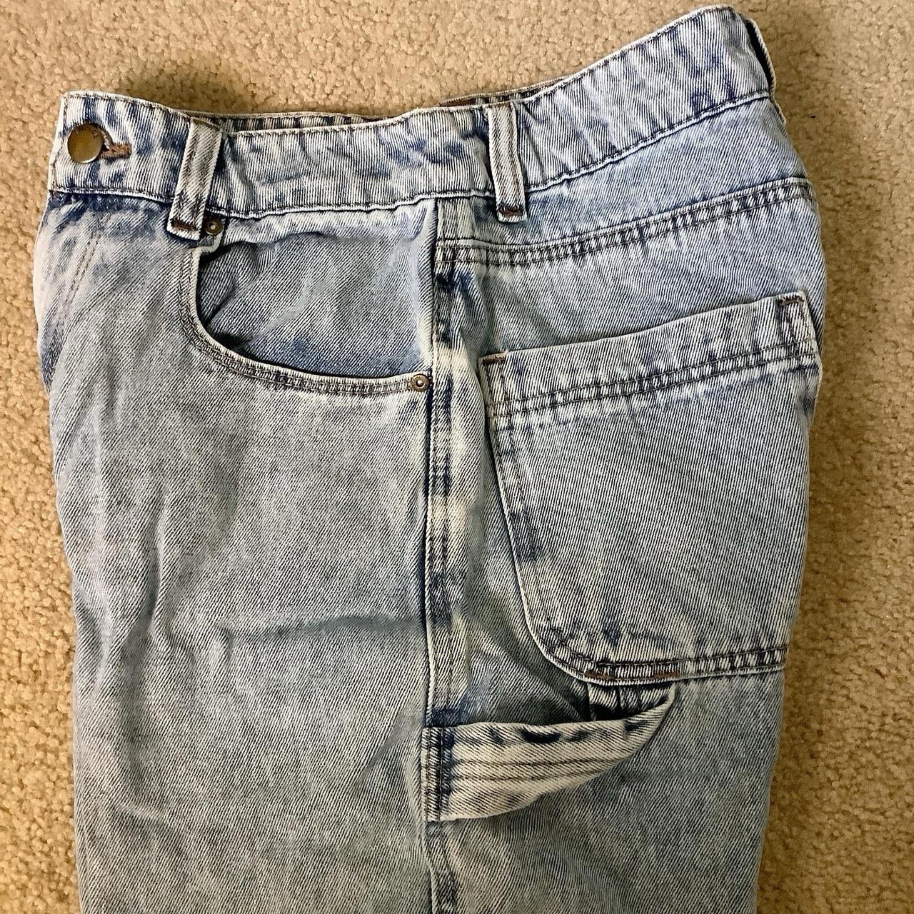 Empyre Women’s Light Wash Blue Denim Straight Cargo Jeans Pockets Size 2