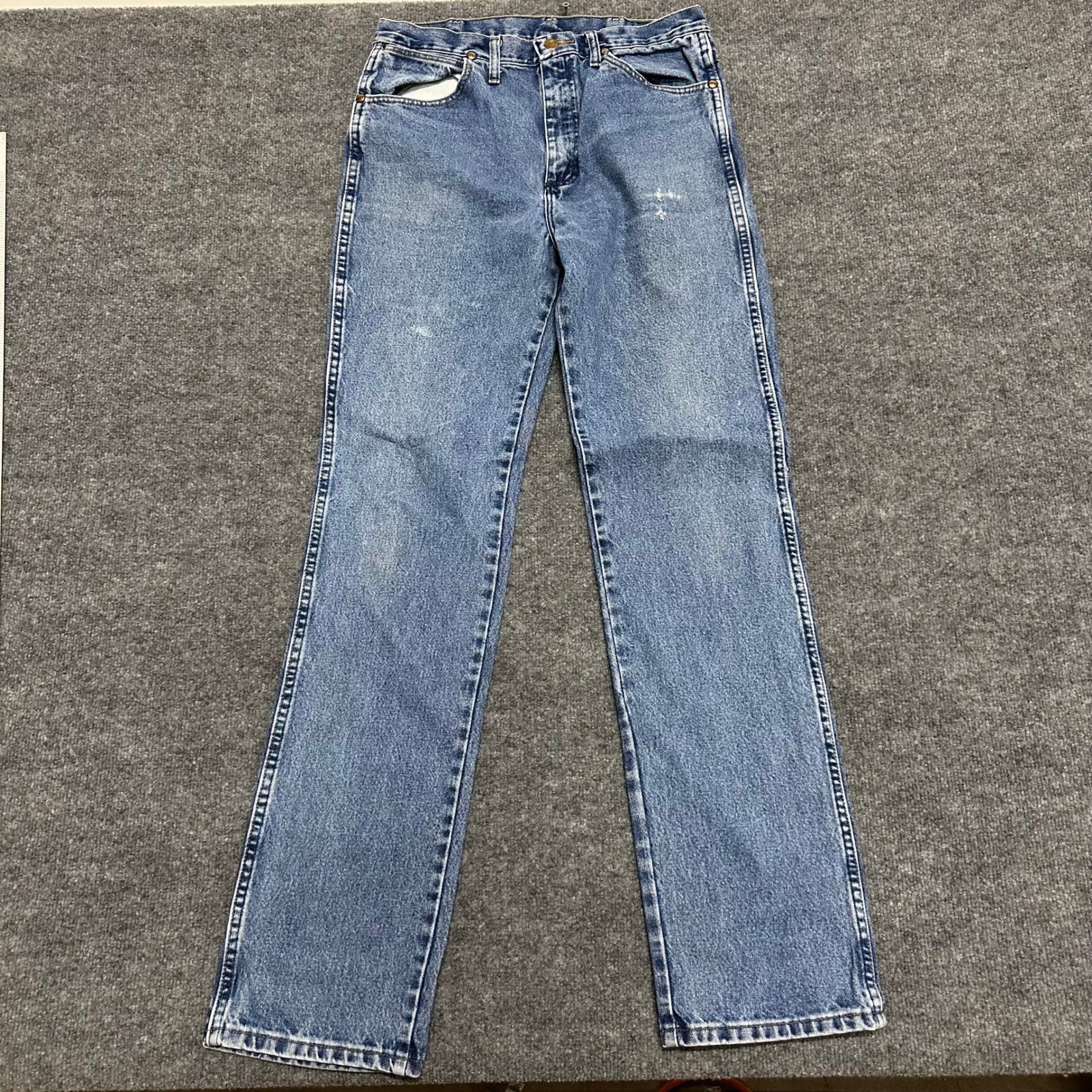 Wrangler Jeans Mens Size 33×36 Blue Slim Fit Cowboy Cut Straight Leg Denim